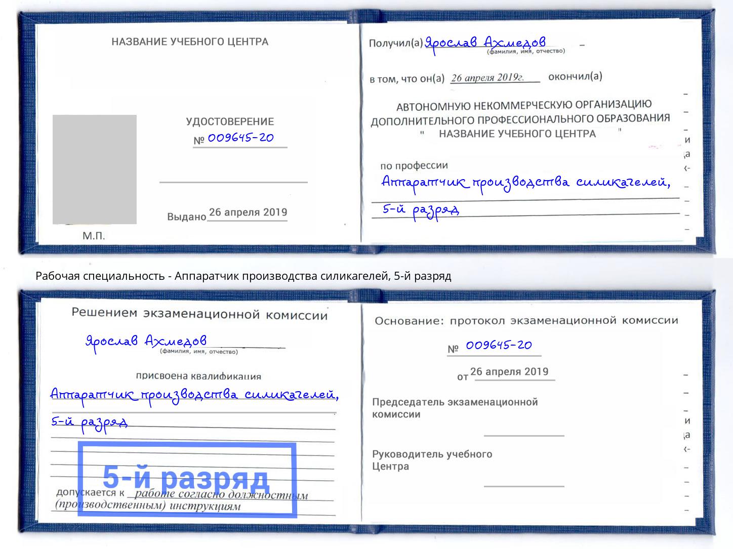 корочка 5-й разряд Аппаратчик производства силикагелей Верхняя Салда