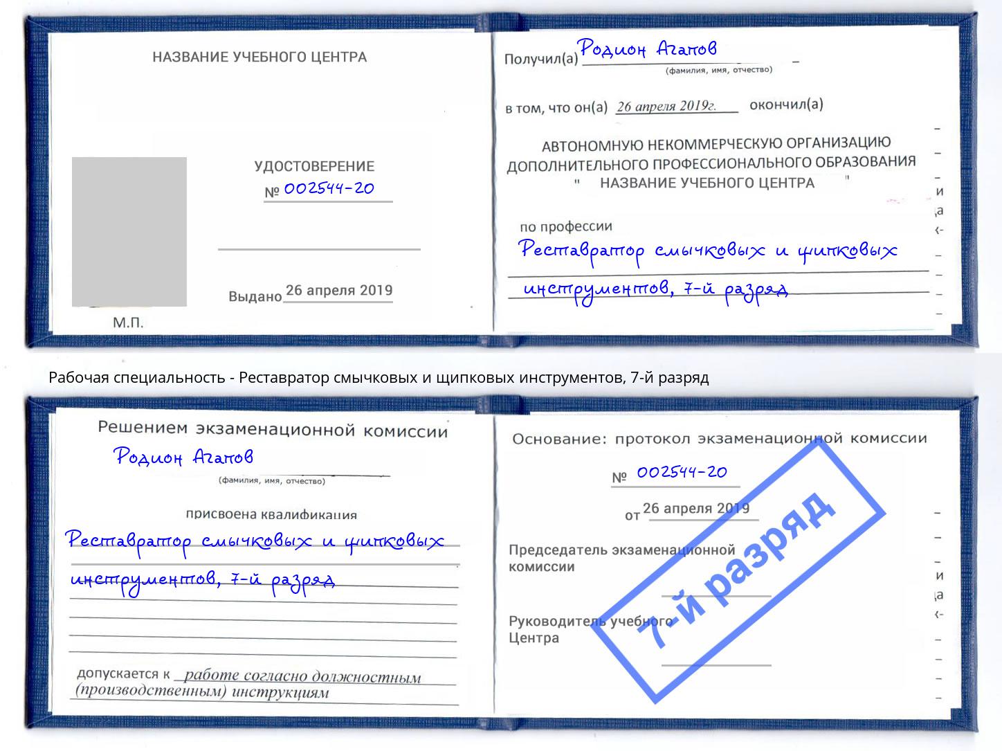 корочка 7-й разряд Реставратор смычковых и щипковых инструментов Верхняя Салда