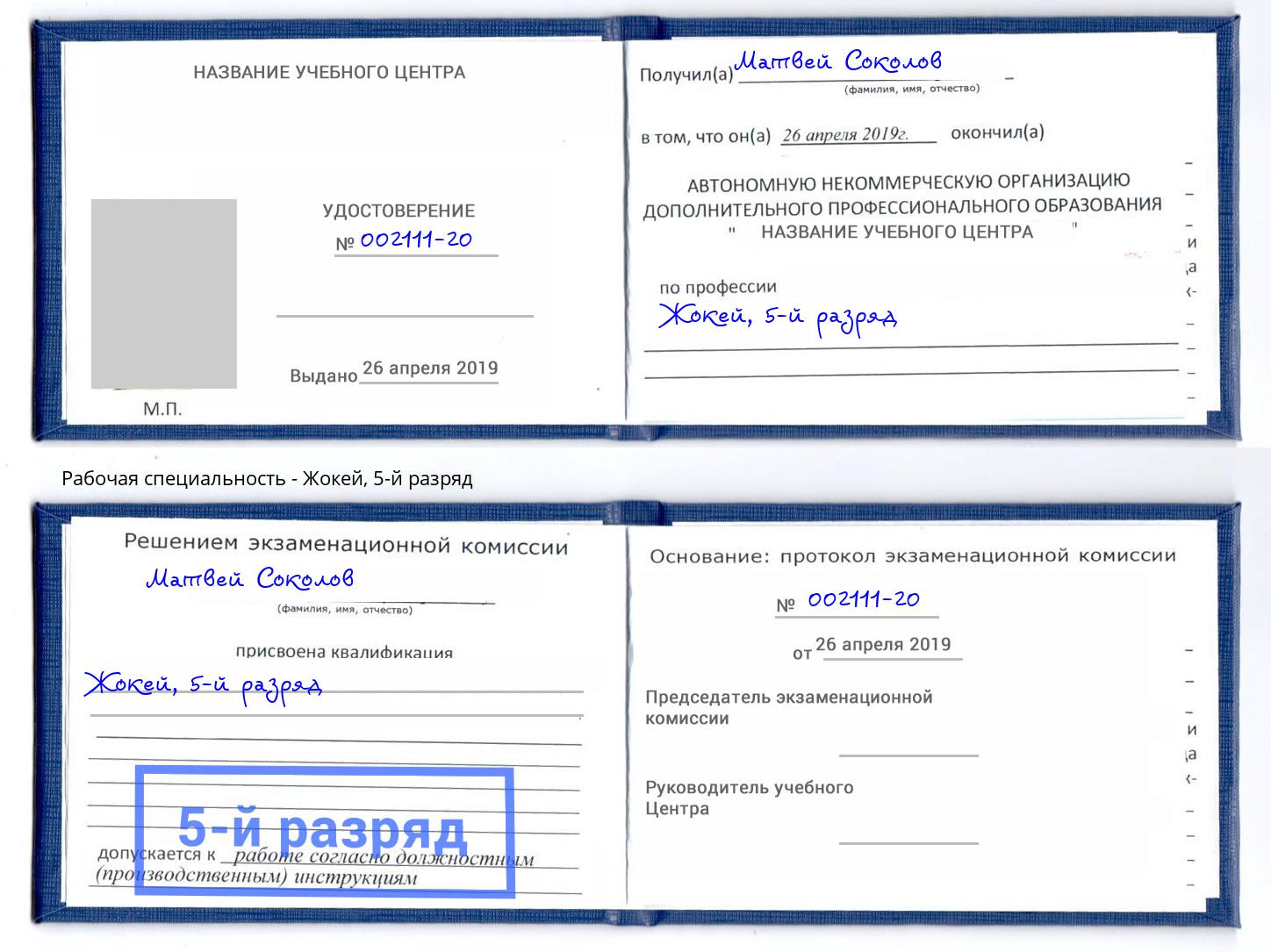корочка 5-й разряд Жокей Верхняя Салда