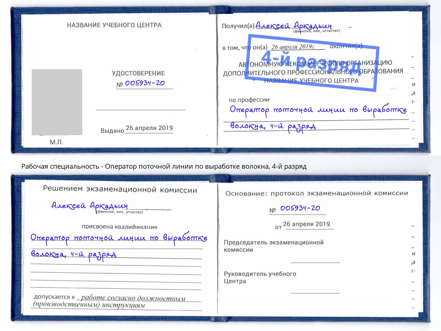 корочка 4-й разряд Оператор поточной линии по выработке волокна Верхняя Салда